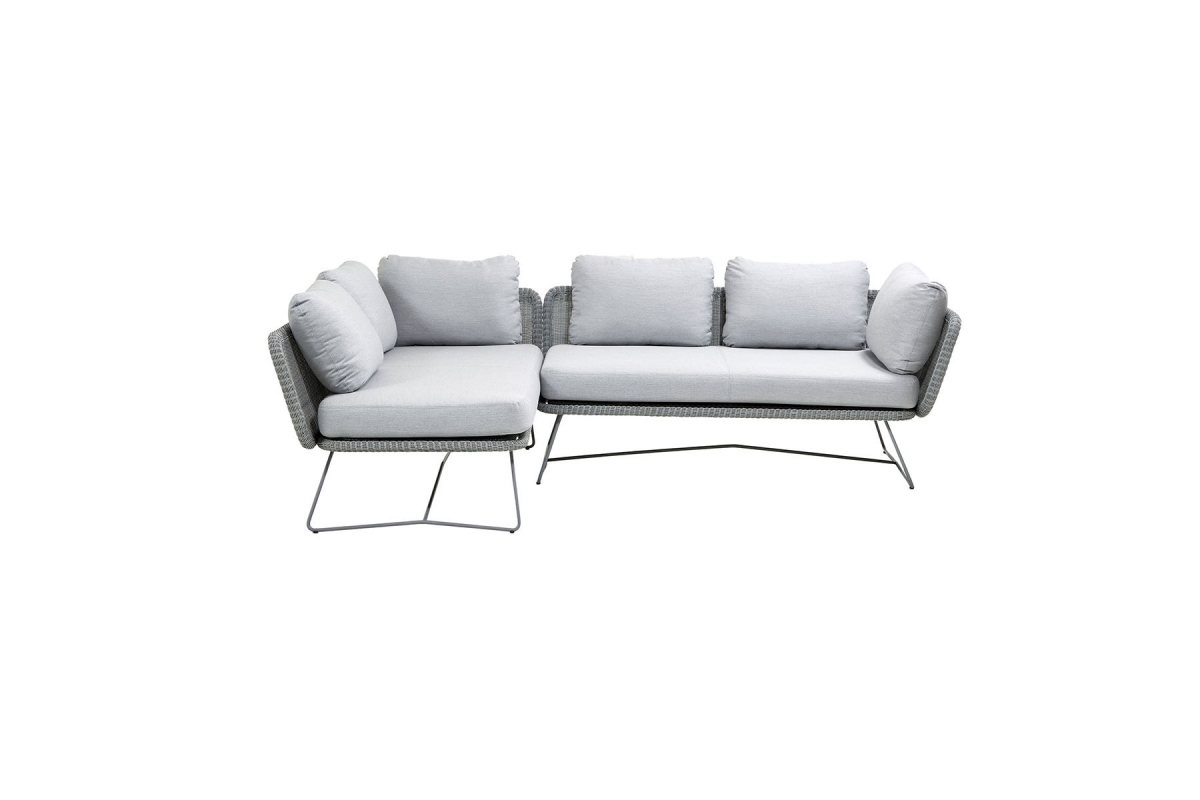 Sofa angle gauche 3 places HORIZON gris clair
