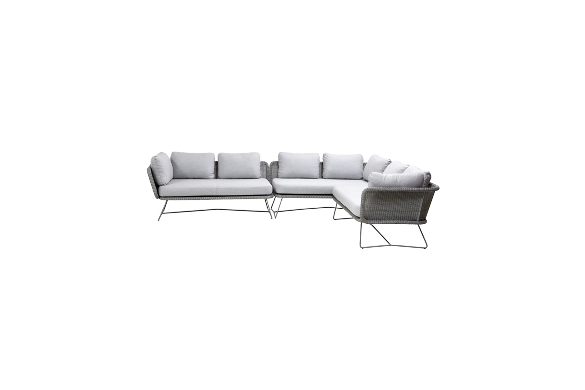 Sofa angle droit 5 places HORIZON gris clair